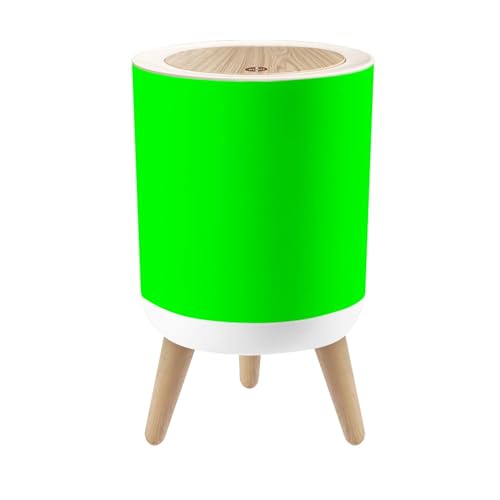 Caneca de basura pequeña con tapa verde lima 1.8 galón redonda