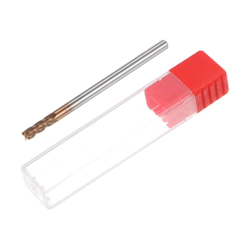 Image of HARFINGTON Micro Grain Carbide Square End Mill 1 /8 inch x 11 /32 inch (3mm x 9mm) Cut 1 /8 inch (3mm) Shank 2 inch (50mm) Length AlTiN Coated 4 Flutes Square Nose Cutter for Alloy Steel Hardened Steel