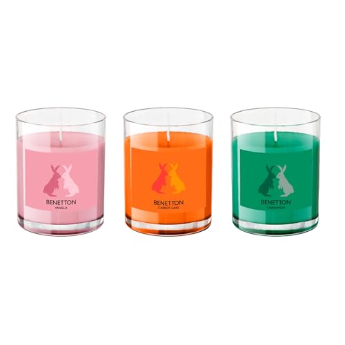 UNITED COLORS OF BENETTON. - SET 3 PZS VELAS (TARTA DE ZANAHORIA + VAINILLA + CANELA) 65G
