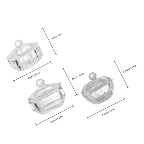 3 tazas de cristal para esmalte de uñas con tapa miniatura 2