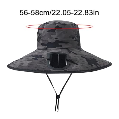Chapeau bob homme anti-coup de chaud avec grand bord et ventilateur solaire intégré