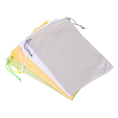 Bolsa para óculos de esqui, pacote com 4, 18 cm x 27 cm, capa de microfibra para óculos de neve, capa macia de armazenamento com cordão, bolsa para óculos de sol, óculos, lentes de câmera, branco