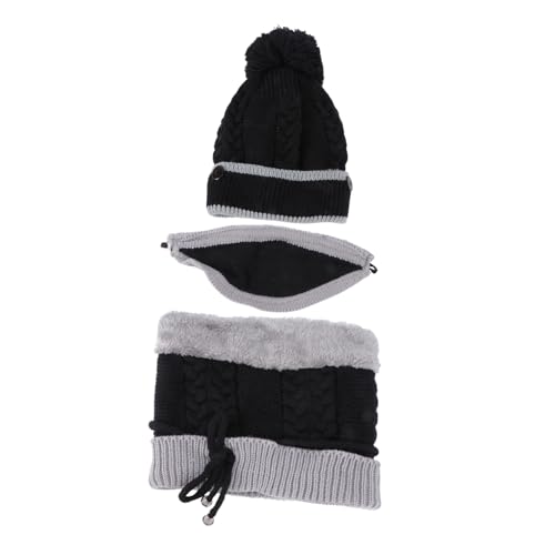 SAFIGLE 1set Thicken Knitted Hat Scarf Mask Warmth Soft Material for Outdoor Activities and Casual Wear Includes Neckerchief and Ear