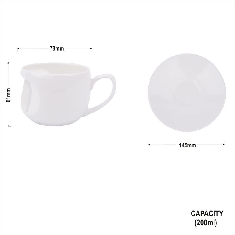 Image of Dandy Lines Cup and Saucer Set, FACE All White, Luxury Tea Cups with Saucer, Ceramic, Pack of 12, Microwave & Dishwasher Safe, Great for Hosting & Gifting