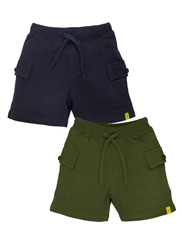 Image of KiddoPanti Boys 100% Cotton Knitted Above Knee Length Basic Cargo Shorts