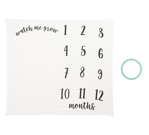 Image of Kate & Milo Baby Milestone Blanket with Monthly Markers, Muslin Cotton Infant Photo Prop Blanket for Newborn Photos and First Year Milestones (Pack of 12)