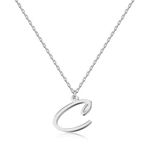 UMAGICBOX Collier lettre initiale C Personnalisé, Bijou Pendentif Lettre au Style d'Écriture Manuscrite pour Femmes, Idée Cadeau pour Anniversaire, Noël, Saint-Valentin, Fête des Mères, Graduation