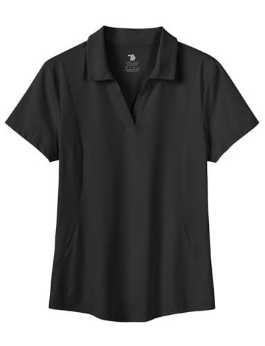 BASUDAM Women's Golf Polo Shirts V-Neck Short Sleeve Collared Tennis Shirts, Quick Dry Active Shirts