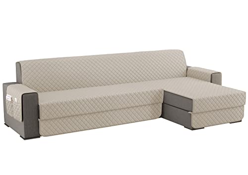 sevi's Funda Sofa Chaise Long 300cm Izquierdo/Derecho Universal Reversible Impermeable, Protector Sofa 4 Plazas Chaise Long con Brazos, Color...