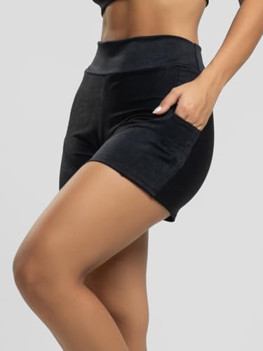 Short Curto Feminino Com Bolso Suplex Moda Fitness (BR, Alfa, GG, Regular, Regular, Preto)