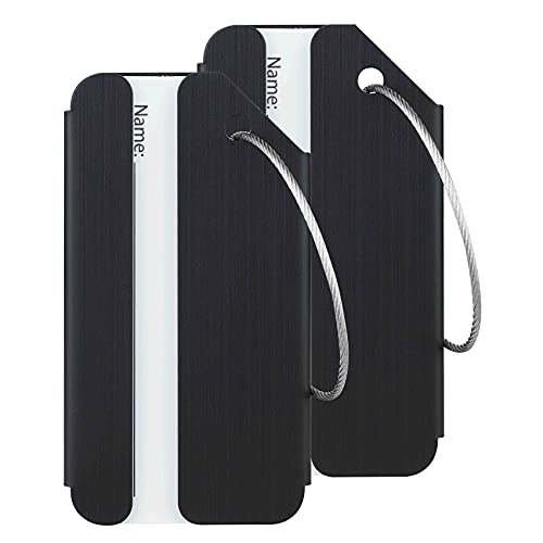 Travelambo Luggage Tags & Bag Tags Stainless Steel Aluminum(Black)