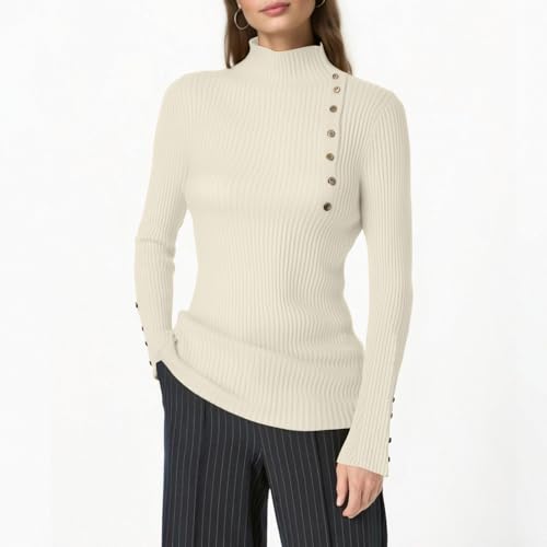 Womens Sweater Mock Neck Fitted Long Sleeve Ribbed Knit Pullover Tops - image 2