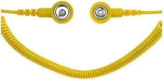 Safeguard WL42085 ESD - Cable en espiral (2 MOhm, botón de presión de 7/10 mm, 2,4 m), color amarillo