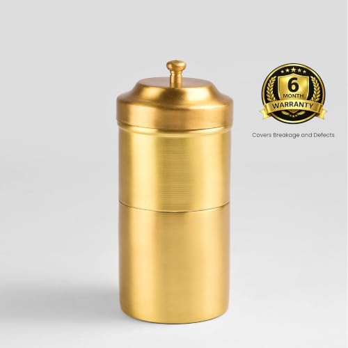 Image of Pure Brass Coffee Filter | 1-3 Cups | Authentic South Indian Degree Kaapi Maker | Premium Handcrafted | Reusable Brass Drip Coffee Filter | Weight 250g | Capacity 150 ml