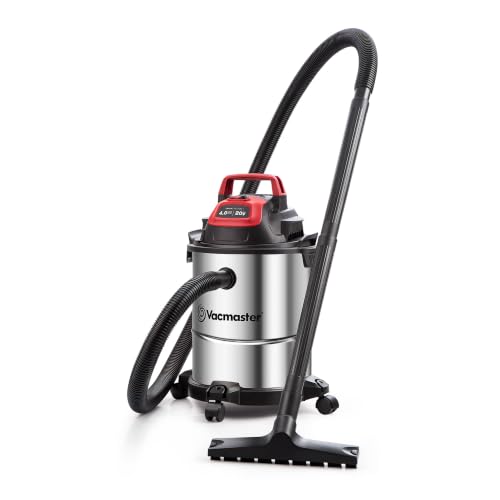 Image of Vacmaster DVOM204S 1101 4-Gal 20V Cordless Stainless-Steel Wet /Dry Vac Red