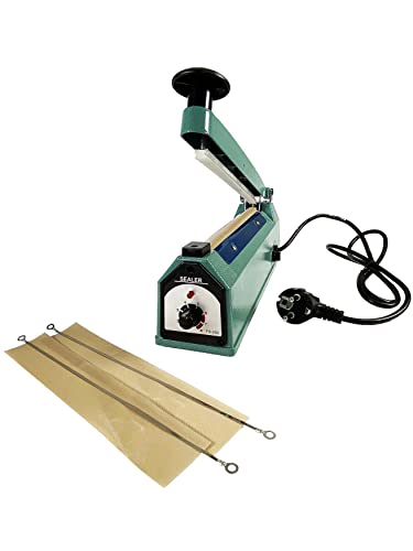 WELDINGER Folienschweißgerät FSG-200 Impulse Sealer 200 mm Arbeitsbreite Temperatur stufenlos regelbar mit Brennelementen 5 Jahre Garantie