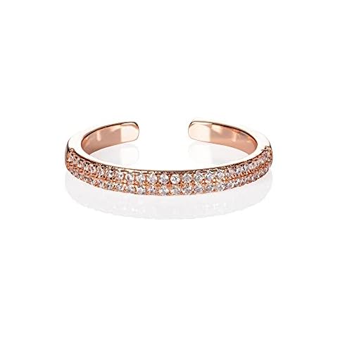 namana Adjustable Rose Gold Band Ring for Women. Rose Gold Wedding Band Rings for Women Set with Cubic Zirconia Gemstones. Adjustable Rose Gold Rings for Women With Clear Stones Cover