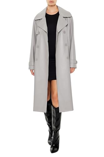 Forever 21 Women's Faux Leather Notched Trench Coat