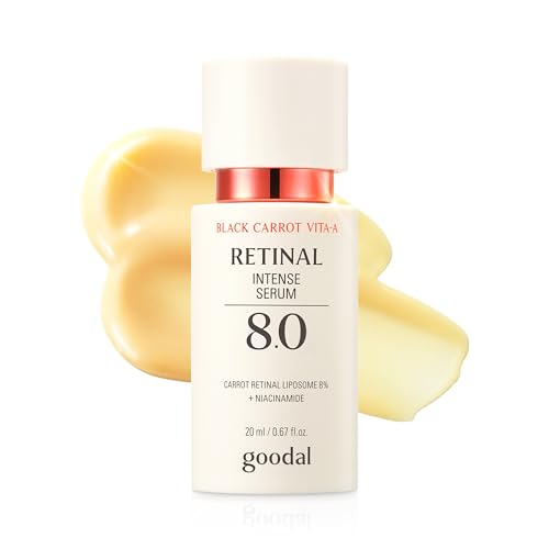 GOODAL Black Carrot VITA-A Retinal Intense Serum 8.0, Wrinkle Retinol Plumping Ampoule, Dark Spot Correcting Glow Serum, Pore Minimizing & Tightening, for Sensitive Skin, Korean Skincare, 0.68 Fl Oz