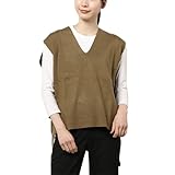 [アイモハ] レディース ベスト ショート丈ニット Vネック 無地 ウエスト紐 FREE グリーン