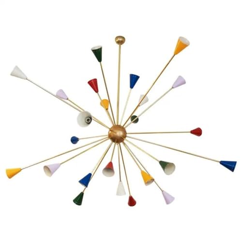 Grand Lustre Italien Style Stilnovo - Laiton Sputnik - 16 Lumières - Mi-siècle