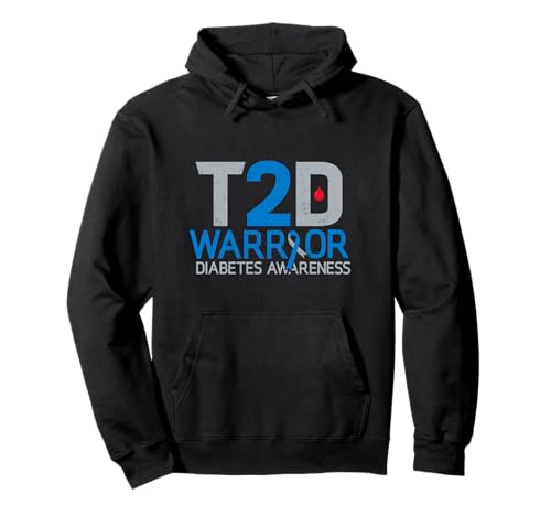 T2D Warrior Diabetes Concientización Tipo 2 Luchador diabético Sudadera con Capucha