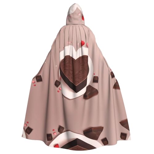 Longue cape de fête homme femme manteau à capuche adulte imprimé chocolat