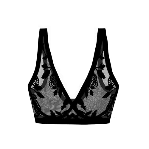Image of EBY Sheer Mesh Bralette for Women Seamless Wireless Bra with Support - Without Metal Wire