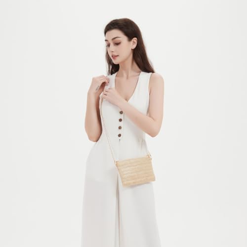 Image of Straw Purse Crossbody Bags for Women Summer Purses Handbags Beach Straw Clutch Wristlet Wallets
