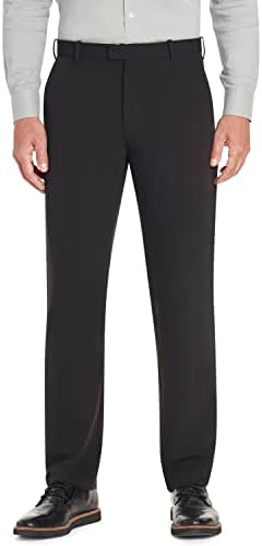 Van Heusen Men's Flex Straight Fit Flat Front Pant, Black, 34W x 32L