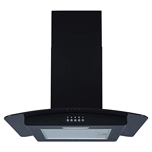 Cookology GHC601BK 60cm Curved Glass Black Cooker Hood Kitchen Extractor fan