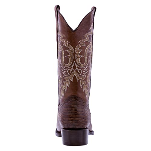 Texas Legacy Mens Brown Western Leather Cowboy Boots Teju Lizard Print Round Toe3
