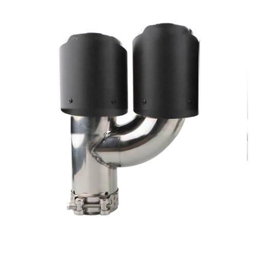 Embout silencieux d'échappement double noir mat universel en carbone véritable pour pot voiture