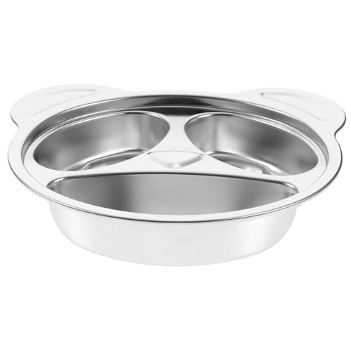 Frcolor ステンレス製仕切り付きキッズプレート 軽量コンパクト 食洗機対応 バリャトリック食事管理用 男子女子向けおしゃれワンプレート