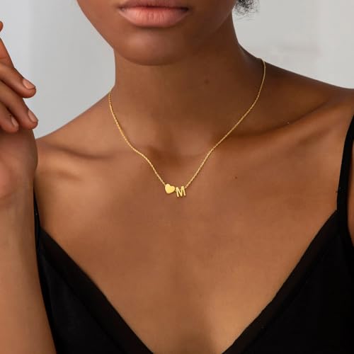 Cadeau Saint-Valentin fille - Collier initiale coeur or plaqué 18k - 6