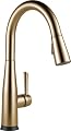 Delta Essa Brushed Gold Touch Kitchen Faucet with Pull Down Sprayer, Modern Single Hole Touch On Kitchen Sink Faucet, Single Handle, Champagne Bronze 9113T-CZ-DST
