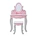 Fantasy Fields Coiffeuse Enfant en Bois Table Maquillage avec Miroir Et Tabouret Rose Rapunzel VEN-TD-12851A
