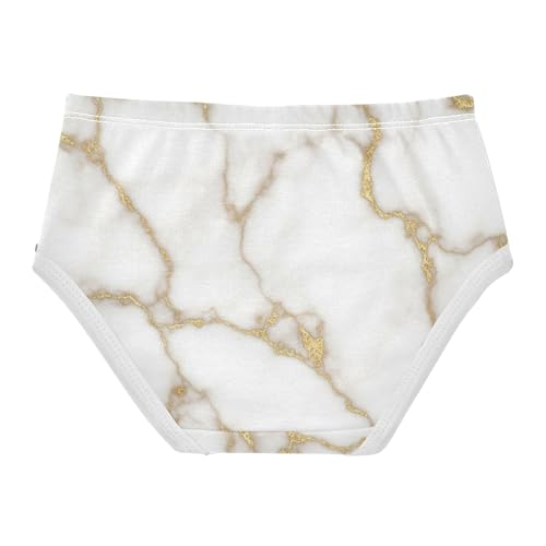 White Marble Gold Veins Panties for Girl Toddler Underwear Floral Cotton Artistic Briefs Kids Undies 2t2
