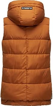 MARIKOO Zarinaa Warm gewatteerd wintervest met capuchon voor dames, XS-XXL, zwart, XS
