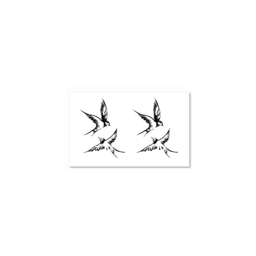 2 Fogli Di Adesivi Per Tatuaggi Temporanei Due Piccole Rondini Per Donne E Uomini Succo Di Frutta Inchiostro Vegetale Impermeabile Semipermanente E Della Durata Di 2 Settimane