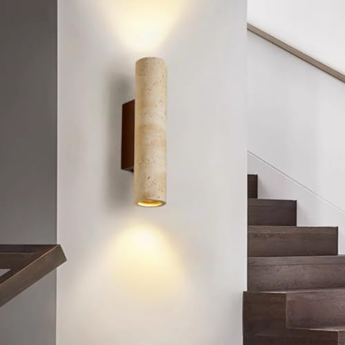 Applique murale LED travertin jaune avec double éclairage haut bas - 5