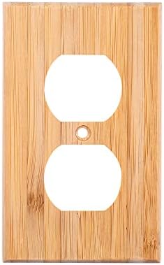 Raw Wood Double hole Outlet Covers 4.5" X 2.76" Bamboo Quality Decorative Wall Plate Light Switch Plate Cover for Bedroom Kitchen Home Decor (Double hole Outlet)