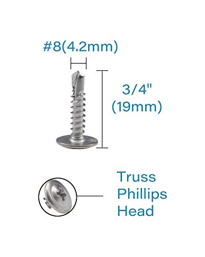 IMScrews 50pcs #8 x 3/4" Tornillos Autoperforantes con Cabeza Truss y Rosca Estándar Acero Inoxidable 410 para Trabajo en Madera MDF miniatura 3