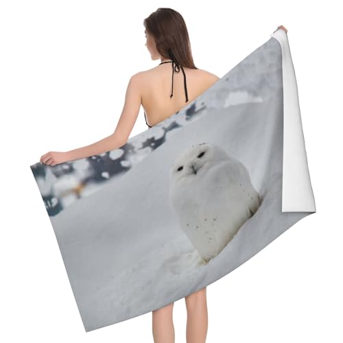 Serviette de bain microfibre hibou des neiges douce et compacte