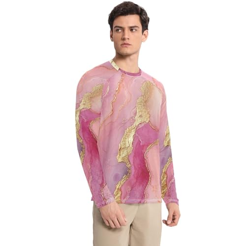 Marble Rose Gold Hot Pink Shirts Summer UPF 50+ Classic Crew Neck Round Neck UV Sun Protection Running3