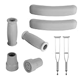 Replacement Crutch Pads and Hand Grips and Crutch Tips for Armpits Handle Cover and Foot Pad Crutches Accessories Kit 6 PCS (Gray)