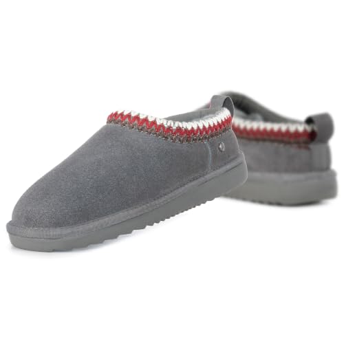 Image of Women's Genuine Shearling Slippers Suede Warm Indoor Outdoor Shoes Rubber Sole