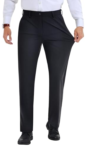 Mens Stretch Dress Pants Slim Fit Dress Pants for Men Expandable Waist Dress Pant Casual Athletic Golf Pants