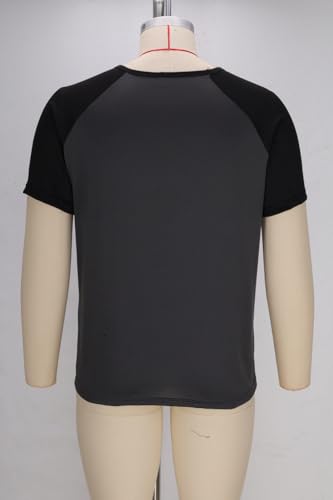 Men's Two Color Blocked Pullover Tee Shirts Casual Sports T-Shirt Tops Short Sleeve Round Neck Tshirts Cloth - Image 8