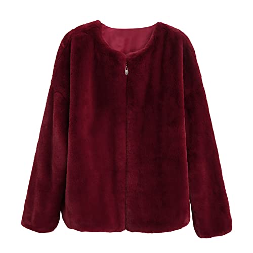 Manteau pour femme en polaire bordeaux avec capuche zippée pour lutter contre le froid M
